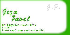 geza pavel business card